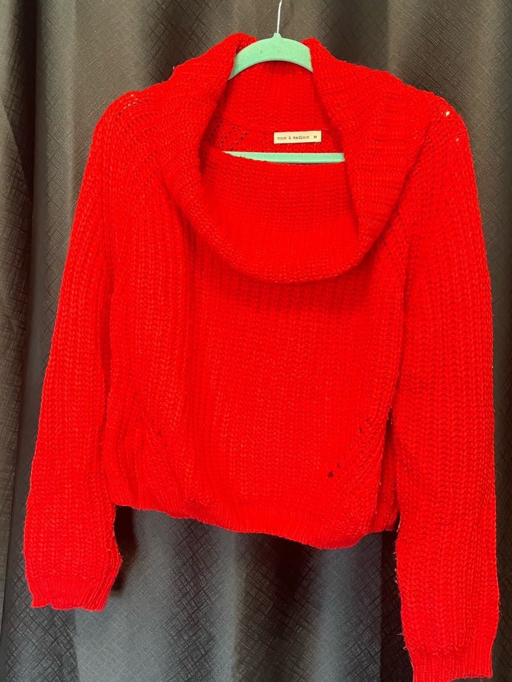 moon & madison Bright Red Cowl Neck Sweater